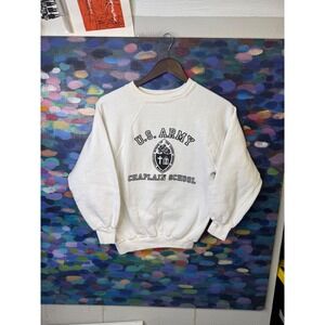 Vintage Velva Sheen US Army Chaplain School Sweatshirt White Kids Medium